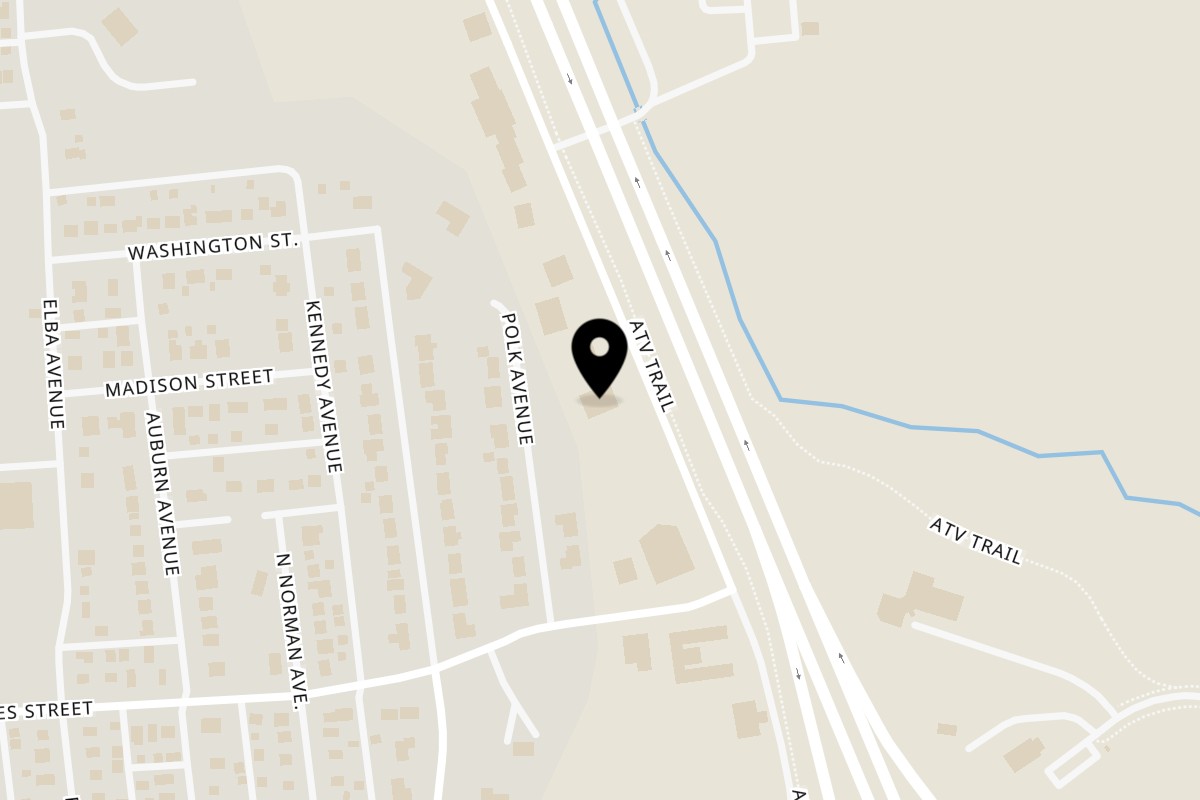 Map showing the location of BoomTown Woodfire Bar & Grill Eveleth on 501 Hat Trick Ave in Eveleth